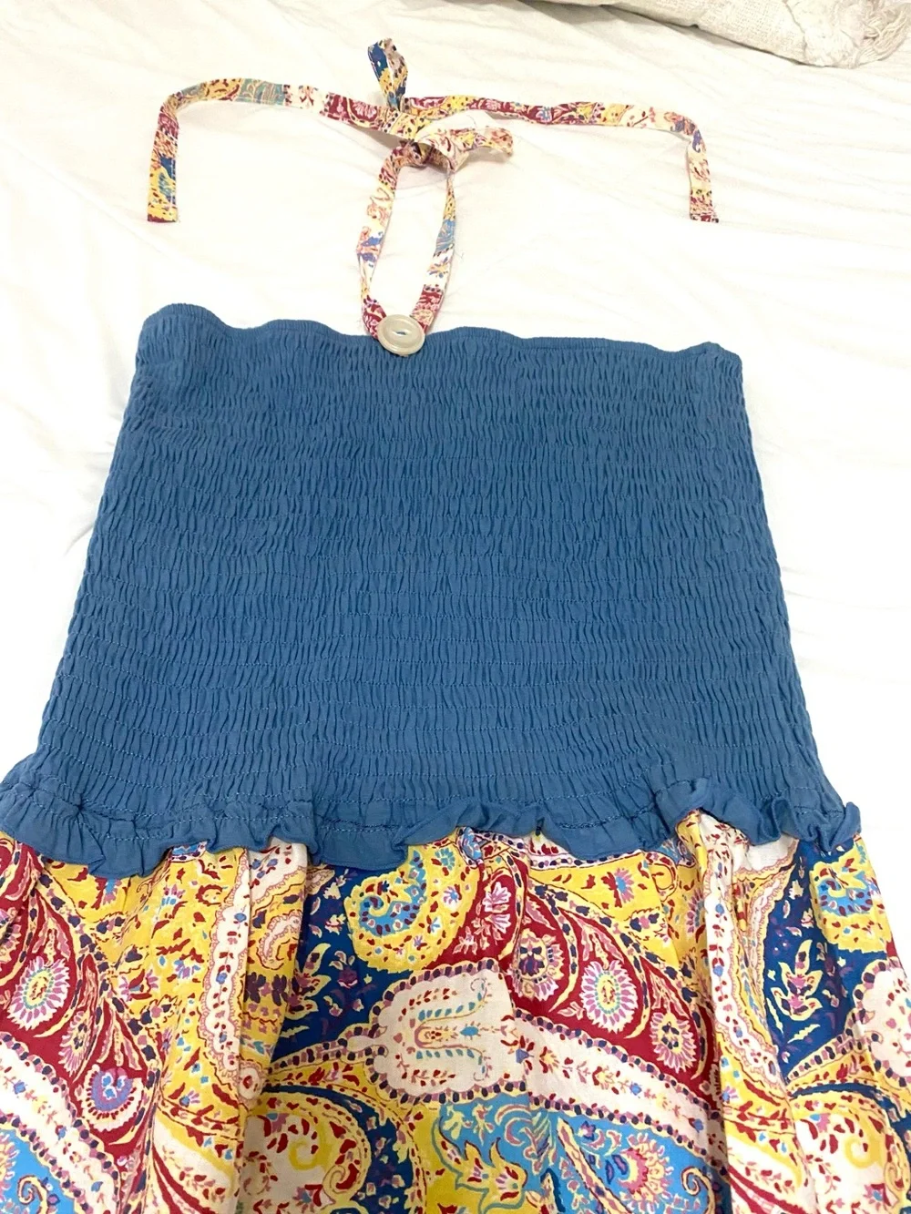FREE PEOPLE VINTAGE Paisley Maxi Smocked Boho Dress Med. NWT⭐️